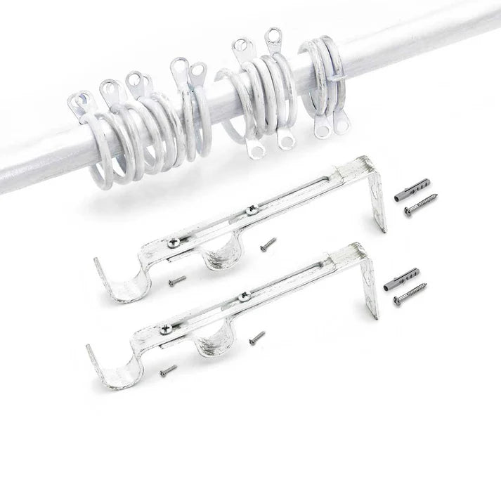 Set supporto in metallo per doppio bastone L'Atelier17 bianco/argento