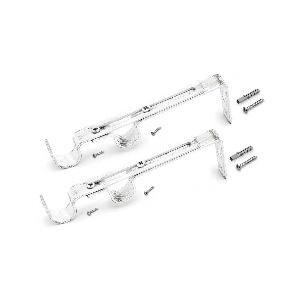 Set supporto in metallo per doppio bastone L'Atelier17 bianco/argento