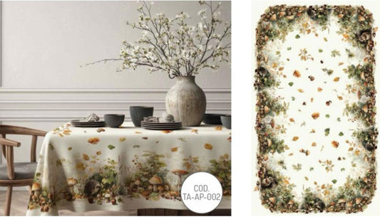 Tovaglia stampa digitale Foglie e funghi d'autunno