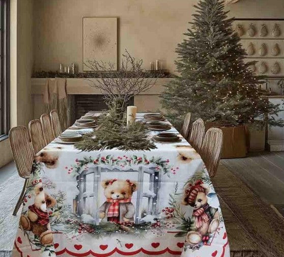 Tovaglia natalizia in cotone – 140 × 245 cm – 12 posti