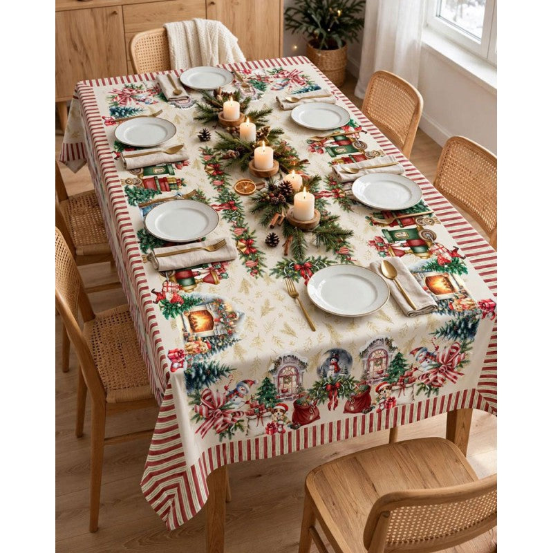 Tovaglia natalizia in cotone 150x250cm Made in Italy