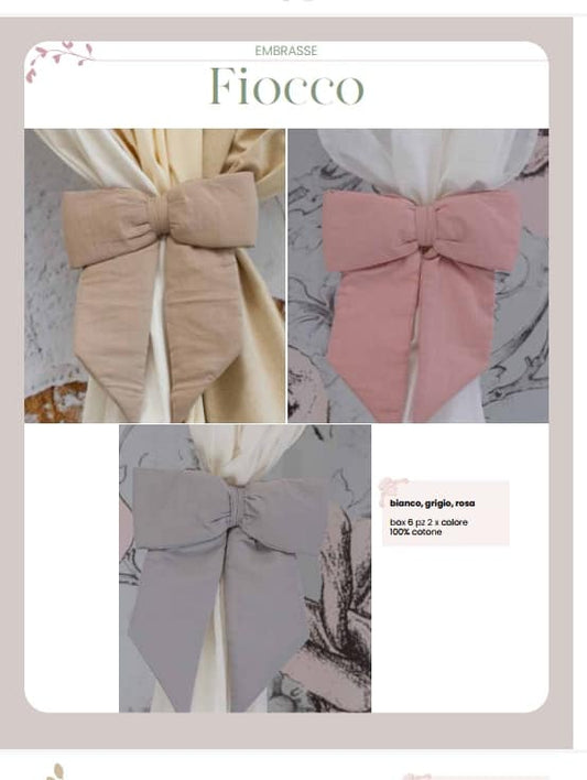 EMBRASSE FERMATENDA FIOCCO L'ATELEIR17 TRE COLORI 100% COTONE