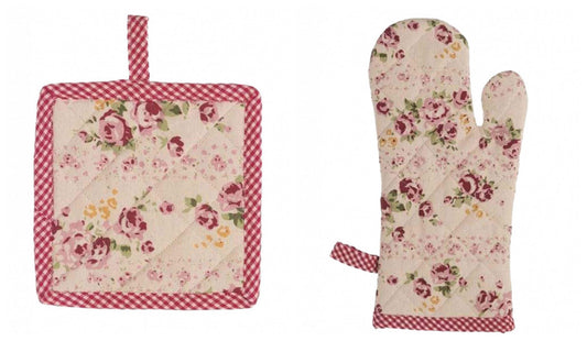 Guanto + presina Blanc Mariclo' serie Cordelia cotone provenzale