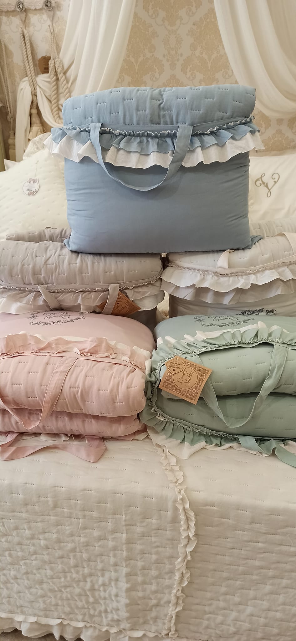 COPPIA COPRIGUANCIALE 50X80 SHABBY CHIC 4 varianti colore
