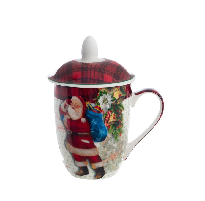 Mug tisaniera con filtro ceramica Blanc Mariclo' serie Merry Christmas