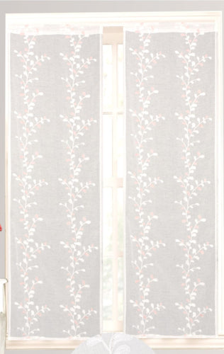 Blanc Mariclo Coppia tende per finestra in lino ricamato Dentelle 60x120