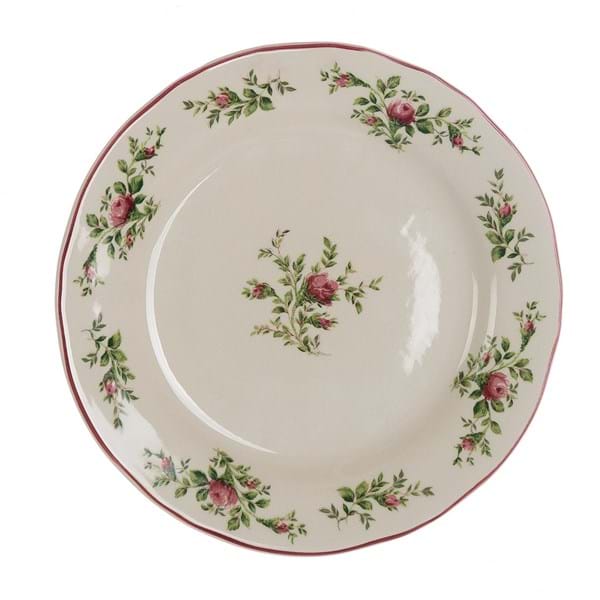SERVIZIO PIATTI ROMANTICO CERAMICA BLANC MARICLO' MOSS ROSE 18 PEZZI BIANCO
