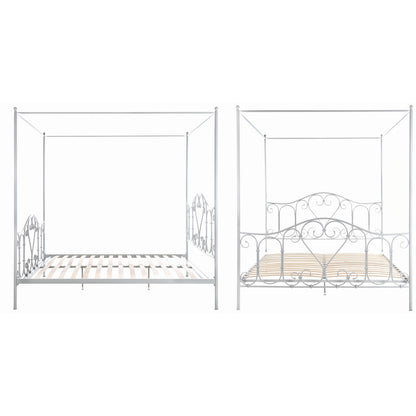 LETTO MATRIMONIALE CON BALDACCHINO FERRO BATTUTO BIANCO BLANC MARICLO'