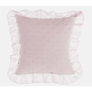Cuscino arredo con volant in pizzo Blanc Mariclo' Romantic lace colore rosa 45x45cm