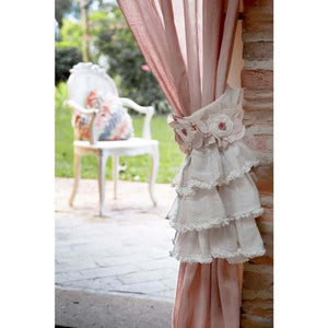 Tenda tendone Blanc Mariclo' serie Ansia d'attesa lino mantovana di rouche rosa