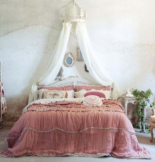 Trapuntina Matrimoniale  Shabby Chic in Lino Blanc Mariclo' Serie Sentimento