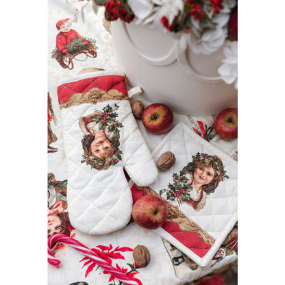 Set guanto da forno + presina Blanc Mariclo' serie C'era una volta... Natale