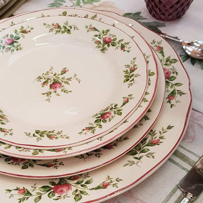 SERVIZIO PIATTI ROMANTICO CERAMICA BLANC MARICLO' MOSS ROSE 18 PEZZI BIANCO