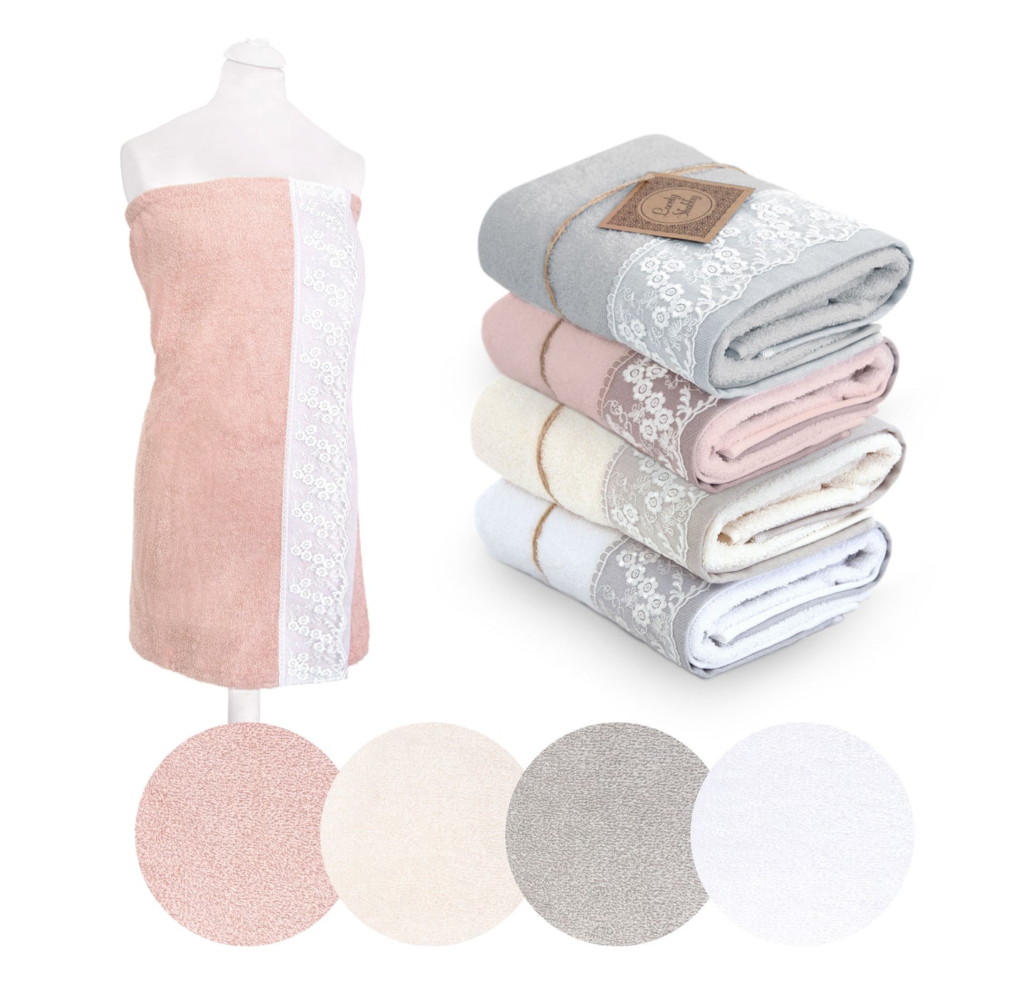 Pareo donna spugna di puro cotone shabby chic.
