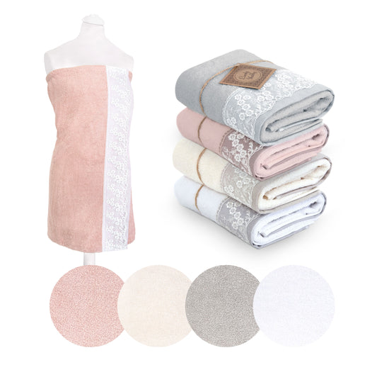 Pareo donna spugna di puro cotone shabby chic.