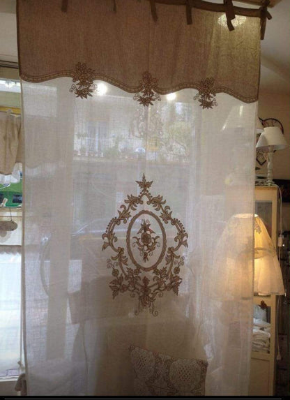 TENDA  BLANC MARICLO' BOUQUET PURO LINO 140X300h.