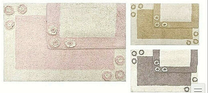 TAPPETO BAGNO RETTANGOLARE SHABBY CHIC SPUGNA COTONE 50x80cm. 3 varianti