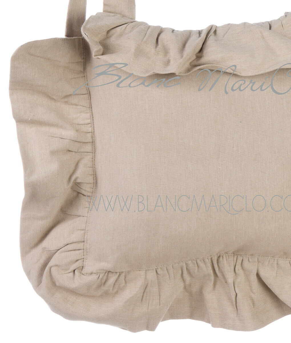 Copricuscino sedia con volant cotone beige 40x40cm+10 BLANC MARICLO'.