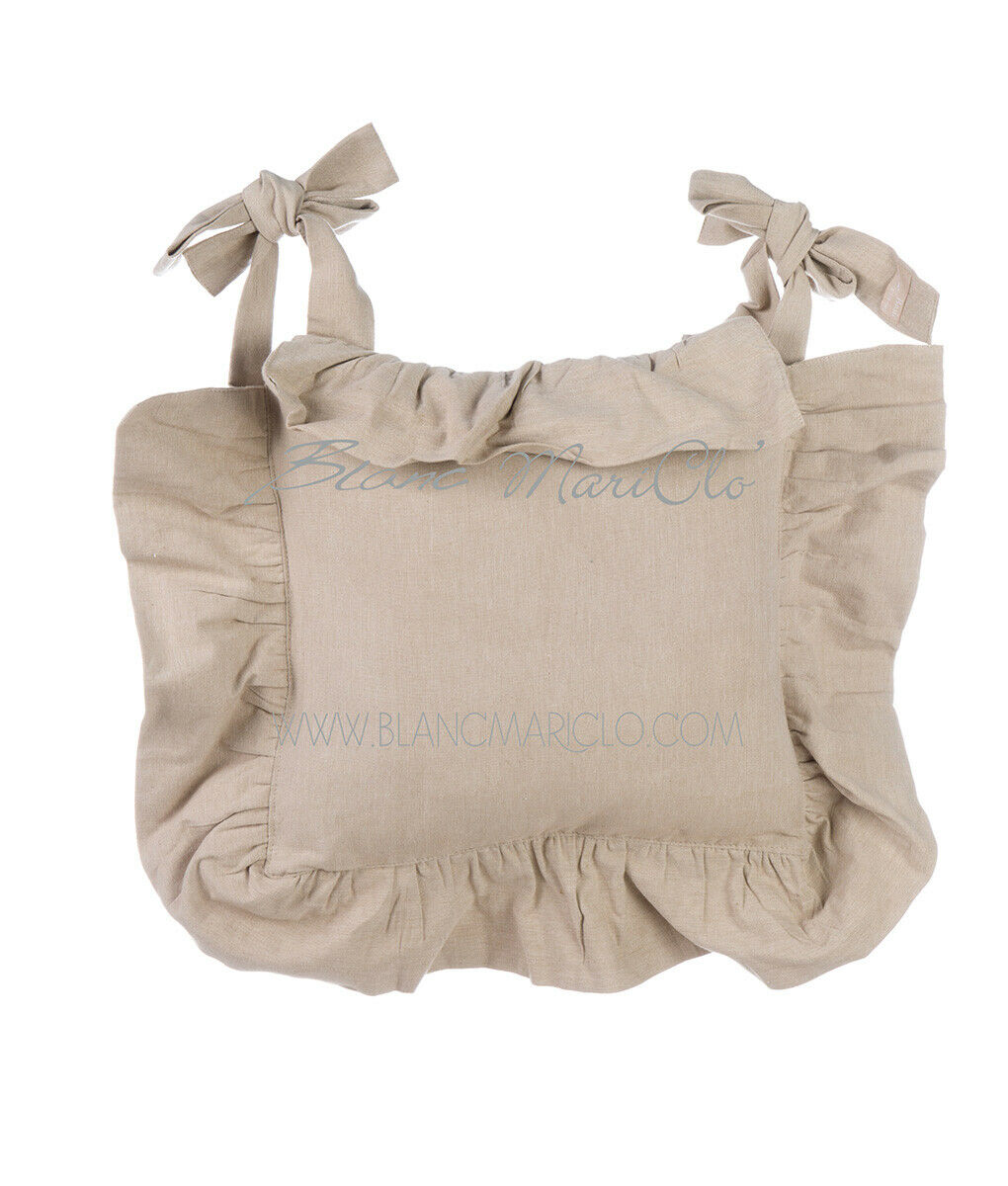 Copricuscino sedia con volant cotone beige 40x40cm+10 BLANC MARICLO'.