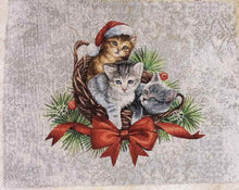 Carica l&#39;immagine nel visualizzatore di Gallery, Runner Striscia centrotavola natalizio gatti 40x100cm. Gobelin made in Trentino
