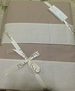 Completo lenzuola matrimoniale cotone L'Atelier17 serie Adele bordi a contrasto