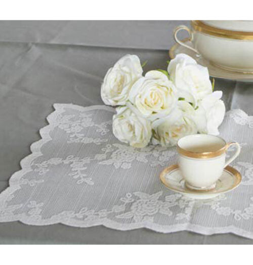 Set 2 tovagliette/centrino in pizzo mis. 30x40cm. L'Atelier17 serie Ciel
